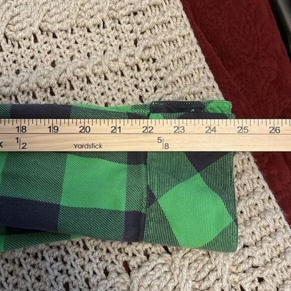 Fox Girls Green & Black Plaid Long Sleeve Flannel Shirt L 100% Cotton Made In Ch - Picture 9 of 15